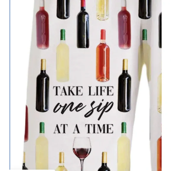 BRIEF INSANITY Take Life One Sip At A Time (Wine Life) Lounge PJ Pants | XXL New - Picture 2 of 3